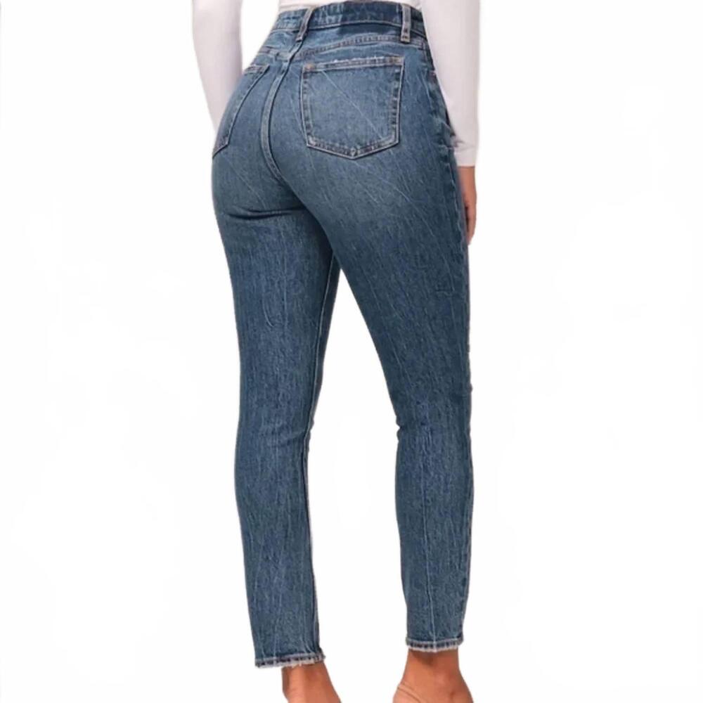 NEW ABERCROMBIE & FITCH women's ultra high rise ankle straight jeans - regular i - Picture 6 of 6